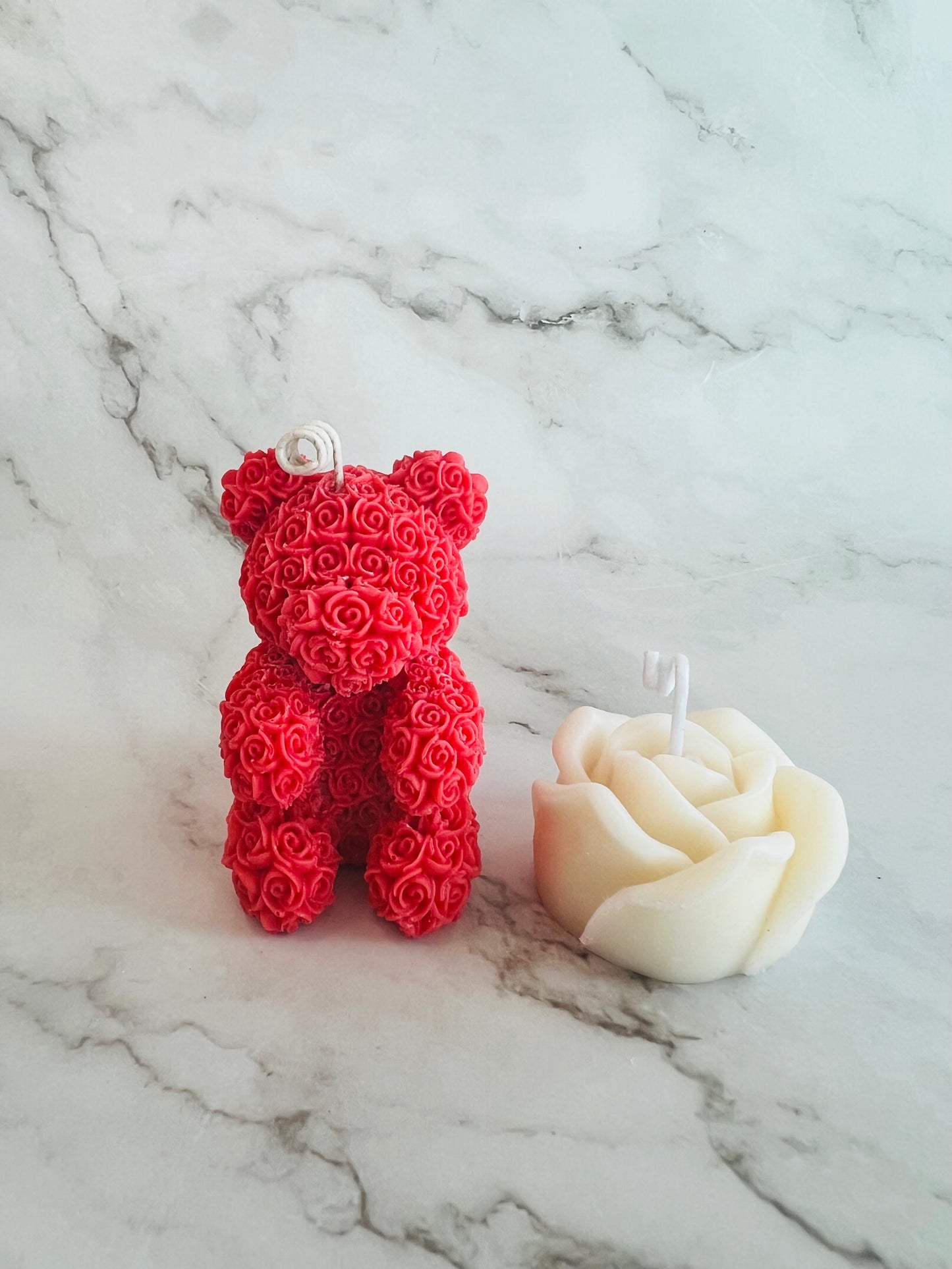 Teddy Bear and Rose Candle set